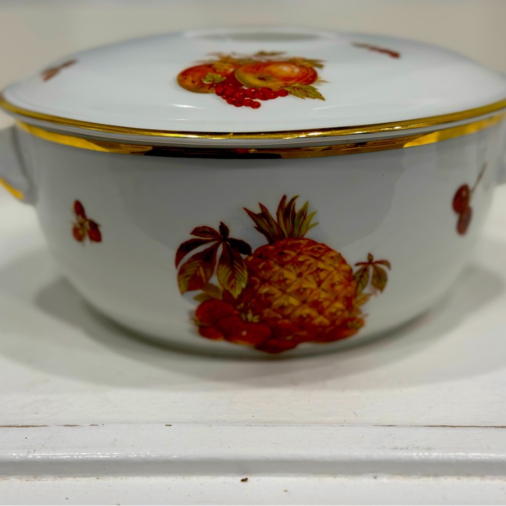 Vintage French Porcelain Covered Dish By “Pillivuyt” with Gold Trim, Beautiful
